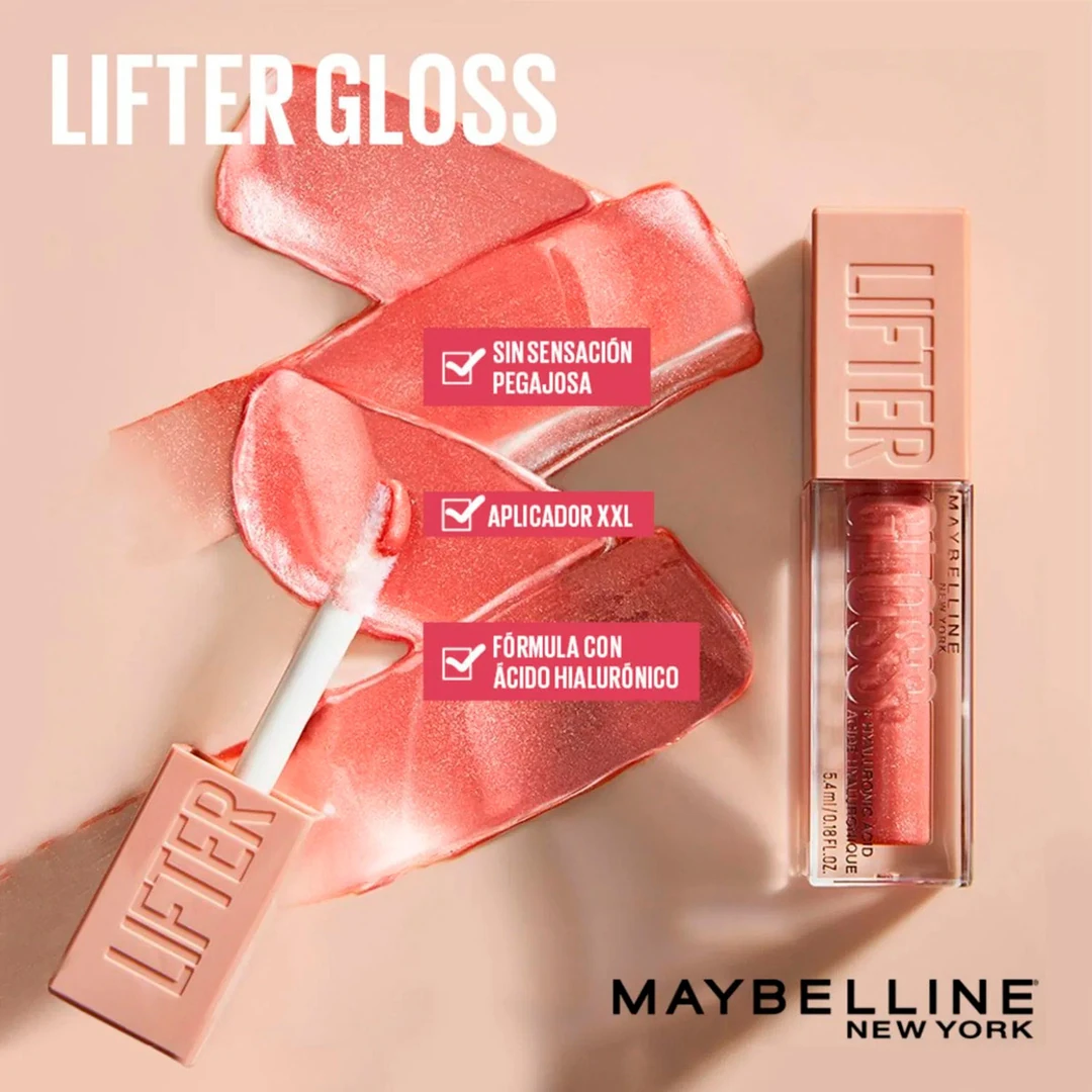 SET MAQUILLAJE MAYBELLINE DELINEADOR LIFTER LINE 05 ON IT+TEDDY TINT SKINNYDIP 15+BRILLO LIFTER GLOSS MOON ROSA - 5
