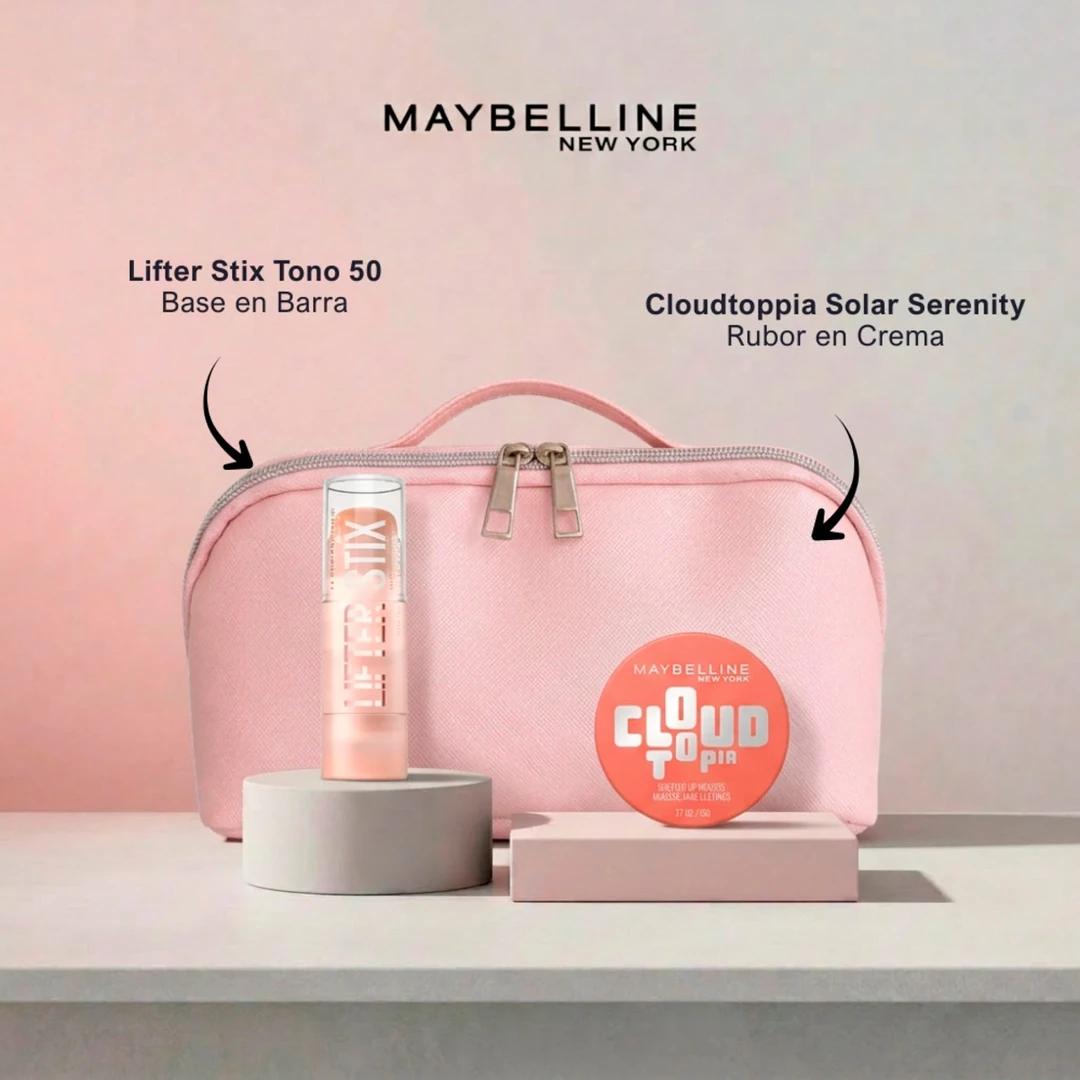 SET MAQUILLAJE MAYBELLINE LABIAL LIFTER STIX TONO 50+CLOUDTOPIA SOLAR SERENITY - 2
