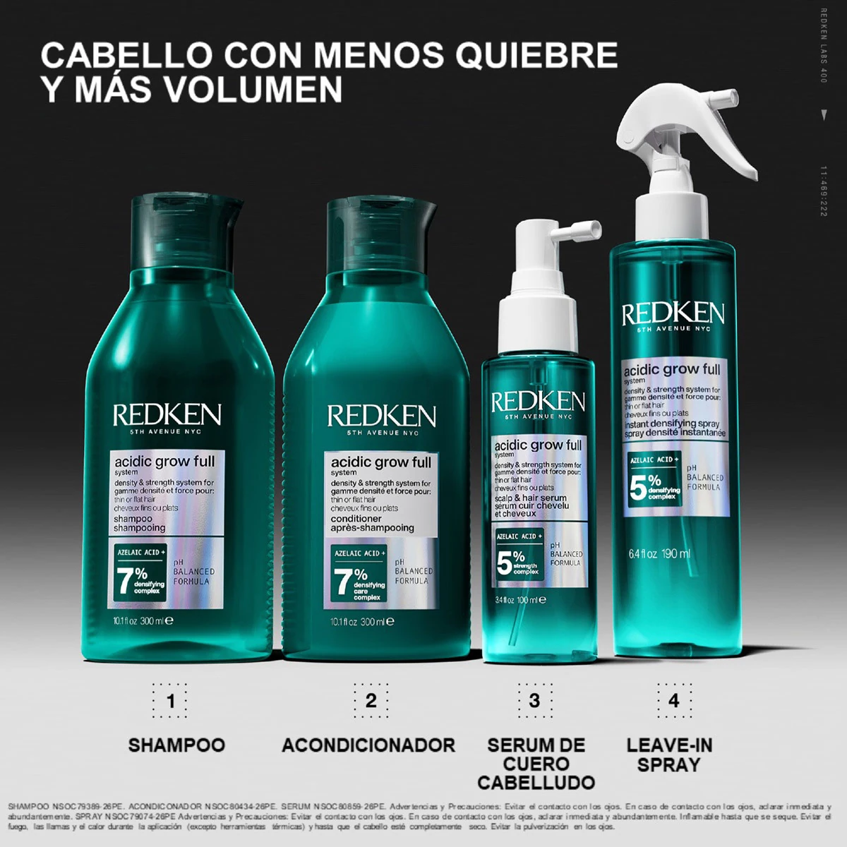SPRAY REDKEN ACIDIC GROW FULL SYSTEM 190ML - 6