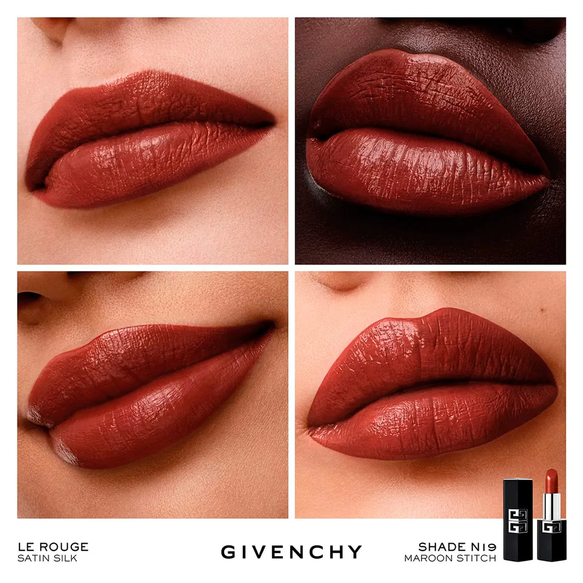 LABIAL GIVENCHY LE ROUGE SATIN SILK MAROON STITCH - 6