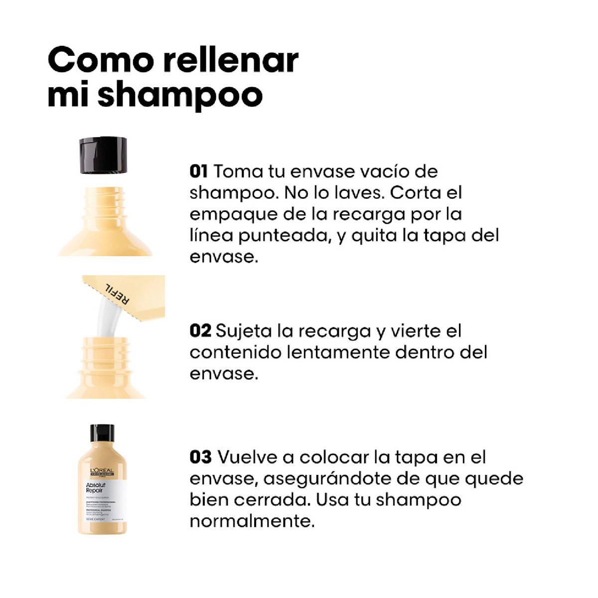 REFILL SHAMPOO LOREAL PROFESSIONNEL ABSOLUT REPAIR 240ML - 4