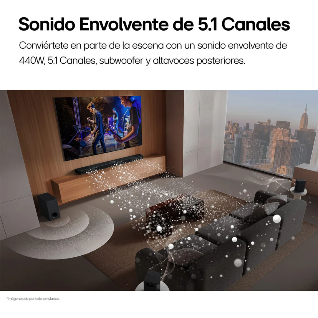 HOME THEATER LG SOUNDBAR S60TR 5.1ch CANALES CON SONIDO ENVOLVENTE Y ALTAVOCES 440W - 7