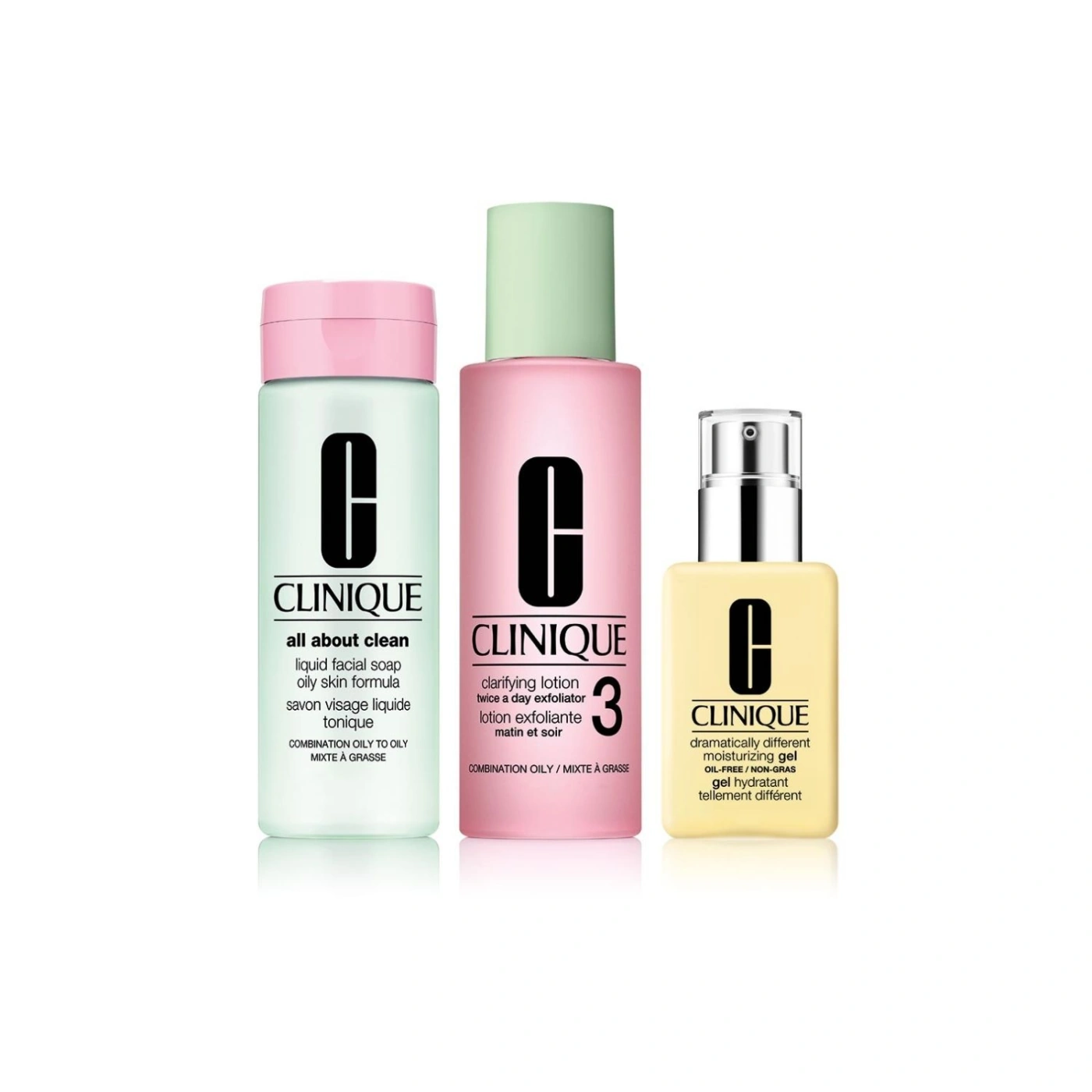 SET JABÓN FACIAL CLINIQUE RUTINA DE 3 PASOS PARA PIEL GRASA - 1