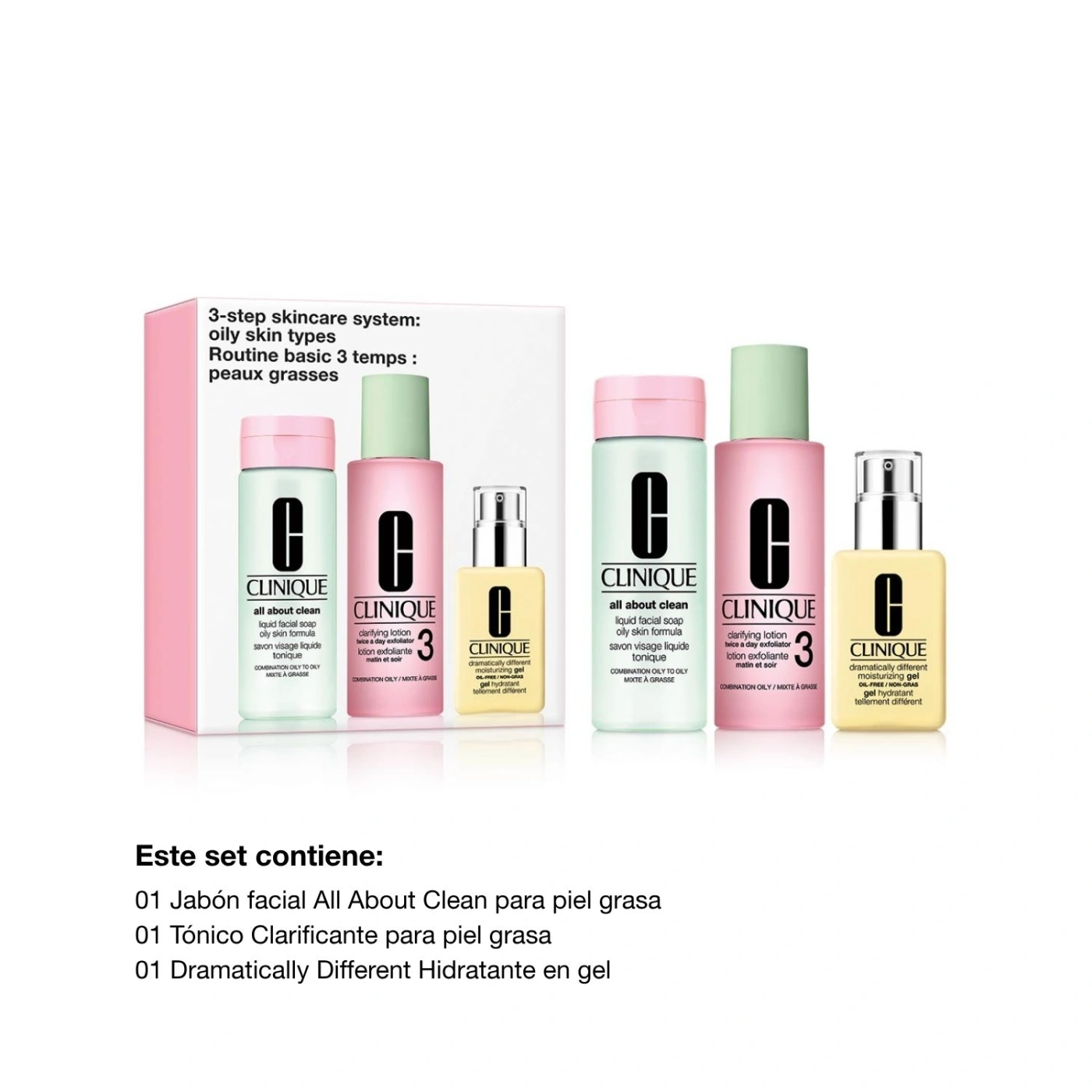 SET JABÓN FACIAL CLINIQUE RUTINA DE 3 PASOS PARA PIEL GRASA - 2