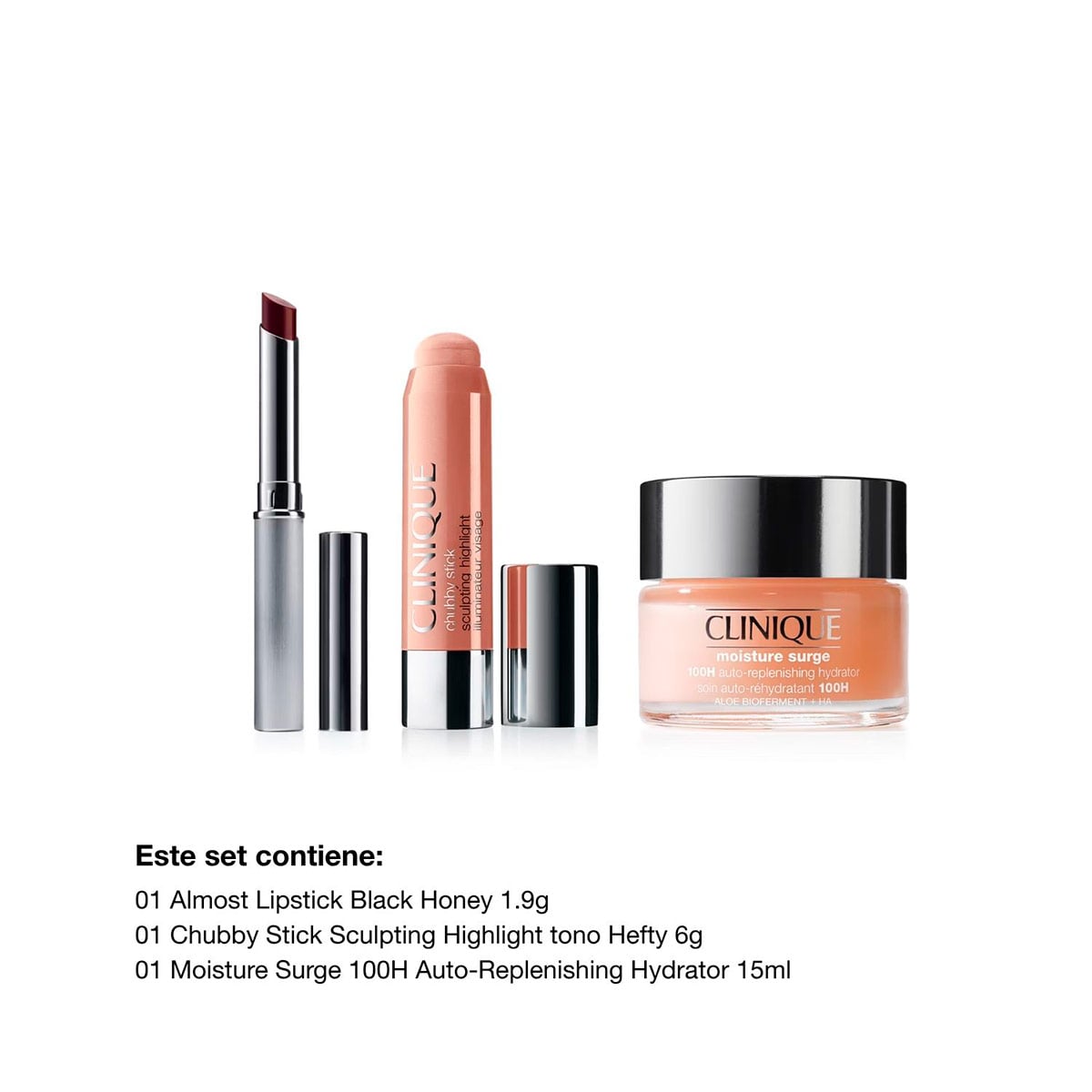 SET DE MAQUILLAJE CLINIQUE LIPSTICK + CHUBBY STICK + MOISTURE SURGE 15ML - 2
