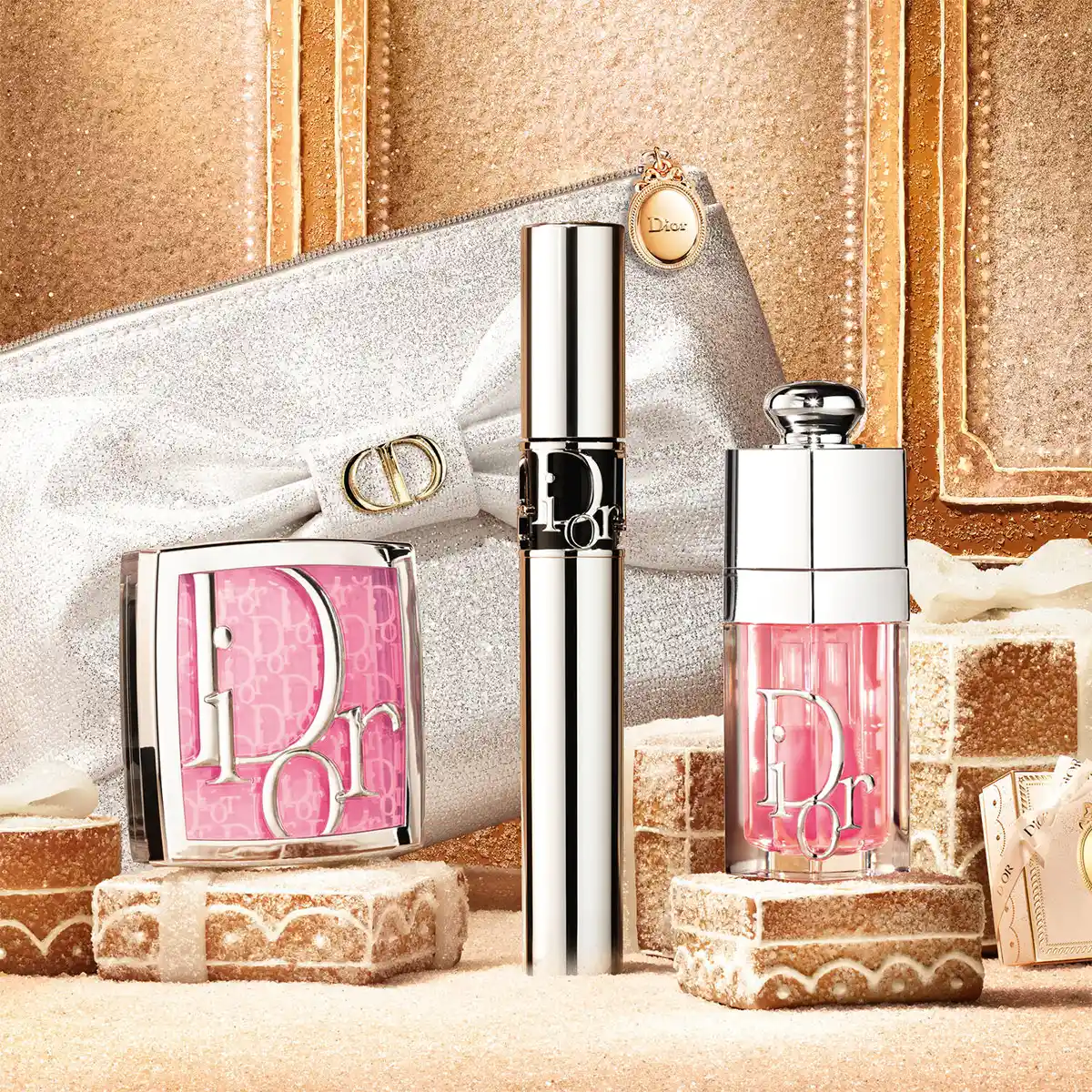 SET DIOR LIP GLOW OIL 001+MASCARA DIORSHOW 090+ROSY GLOW 001+ NECESER - 2