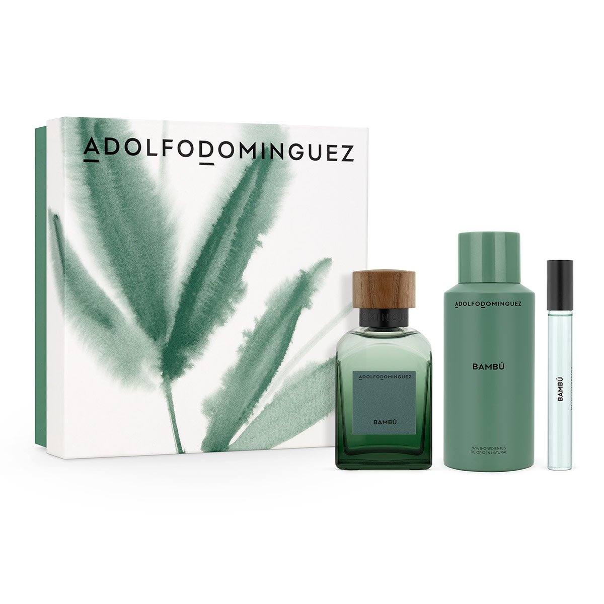 PERFUME ADOLFO DOMINGUEZ BAMBÚ HOMBRE EDP 120 ML + DESODORANTE 150 ML + MINI 10 ML - 1