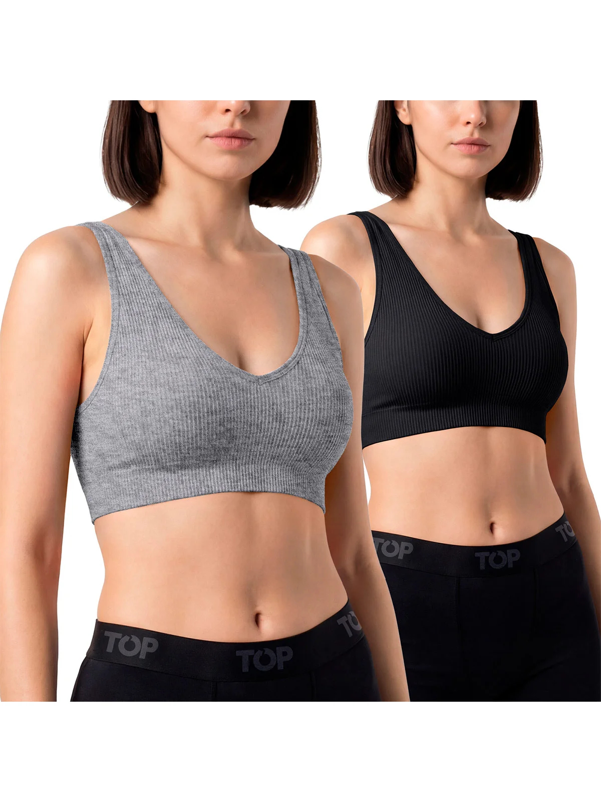 PACK X2 PETO MUJER TOP GRIS Y NEGRO - 1