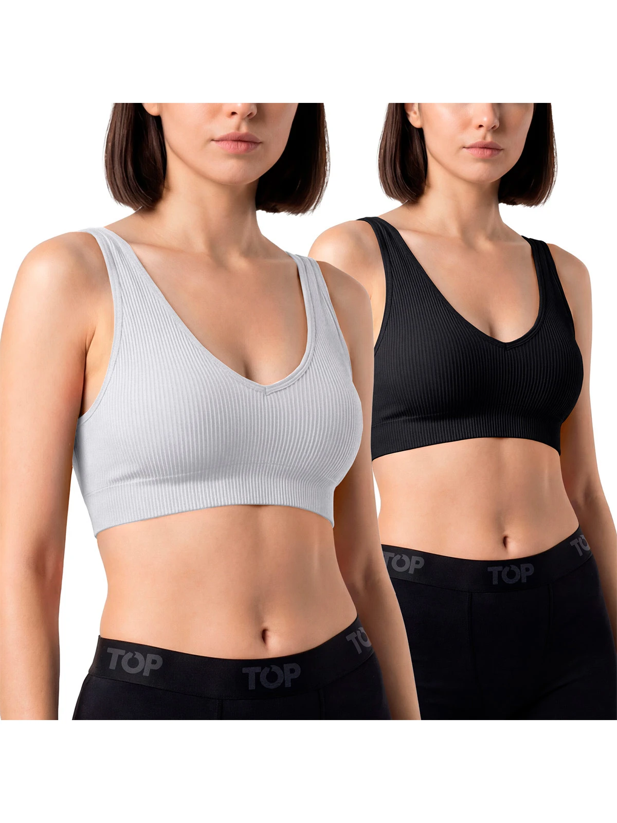 PACK X2 PETO MUJER TOP BLANCO Y NEGRO - 1