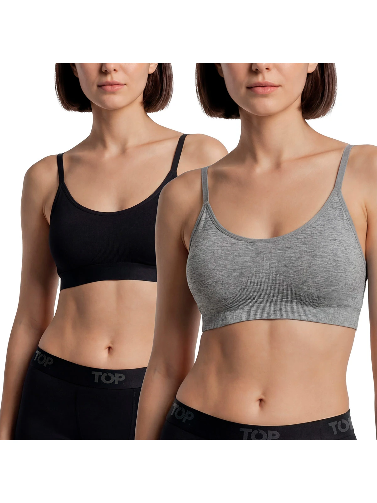 PACK X2 PETO MUJER TOP GRIS Y NEGRO - 1