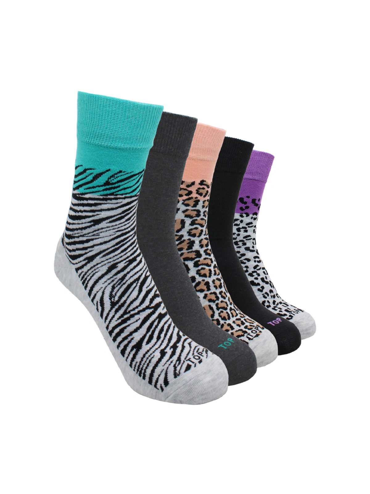 PACK X5 CALCETINES MUJER TOP MULTICOLOR LARGO - 1