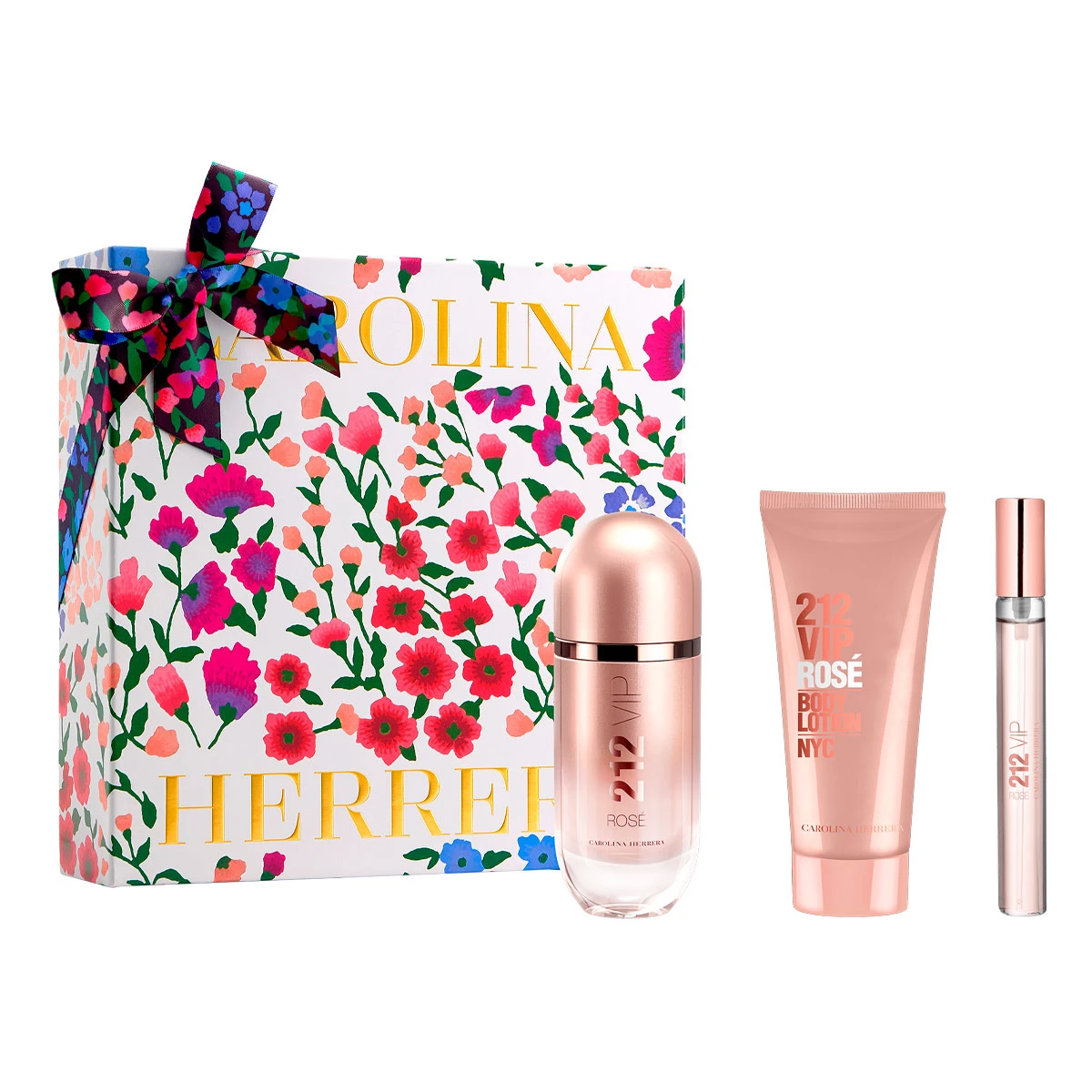 SET PERFUME CAROLINA HERRERA 212 VIP ROSE MUJER EDP 80 ML+ BODY LOTION 100 ML + MINI 10 ML - 1