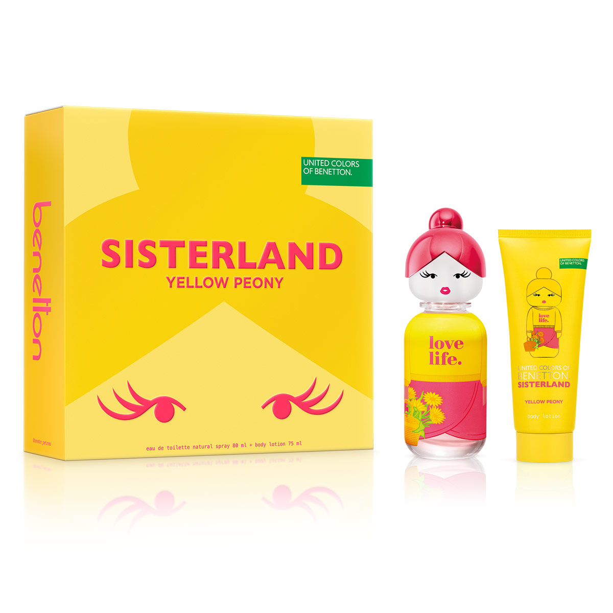SET PERFUME BENETTON SISTERLAND YELLOW PEONY MUJER EDT 80ML+BODY LOTION 75ML - 1