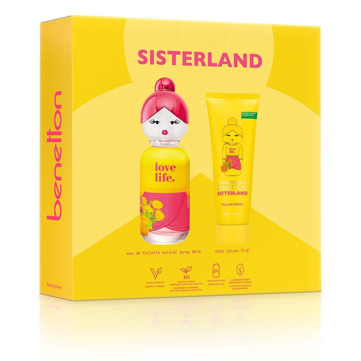 SET PERFUME BENETTON SISTERLAND YELLOW PEONY MUJER EDT 80ML+BODY LOTION 75ML - 3