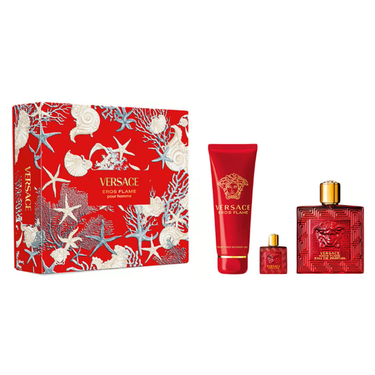SET PERFUME VERSACE EROS FLAME HOMBRE EAU DE PARFUM 100 ML+150 ML+5ML - 1