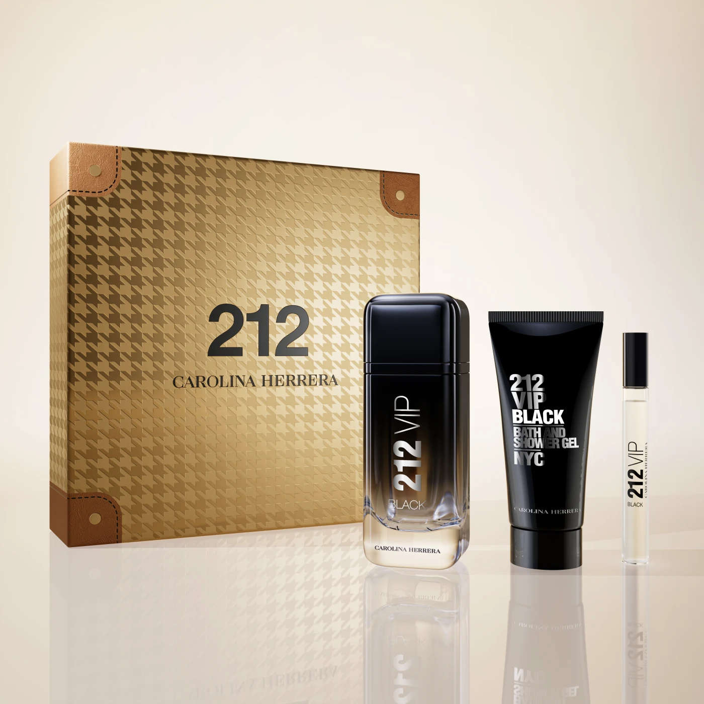 PERFUME CAROLINA HERRERA 212 VIP BLACK 100 ML+ SHOWER GEL 100 ML+ MEGA SPRITZER 10 ML HOMBRE - 2