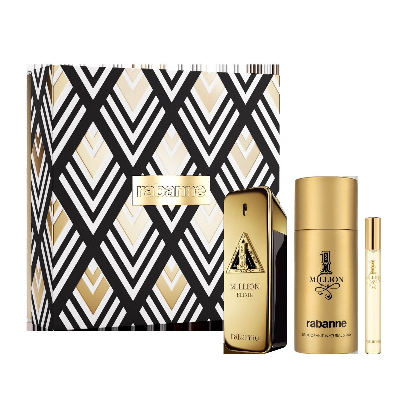 PERFUME PACO RABANNE 1M ELIXIR PARFUM 100 ML + DESODORANTE 150 ML + MEGA SPRITZER 10 ML HOMBRE - 1