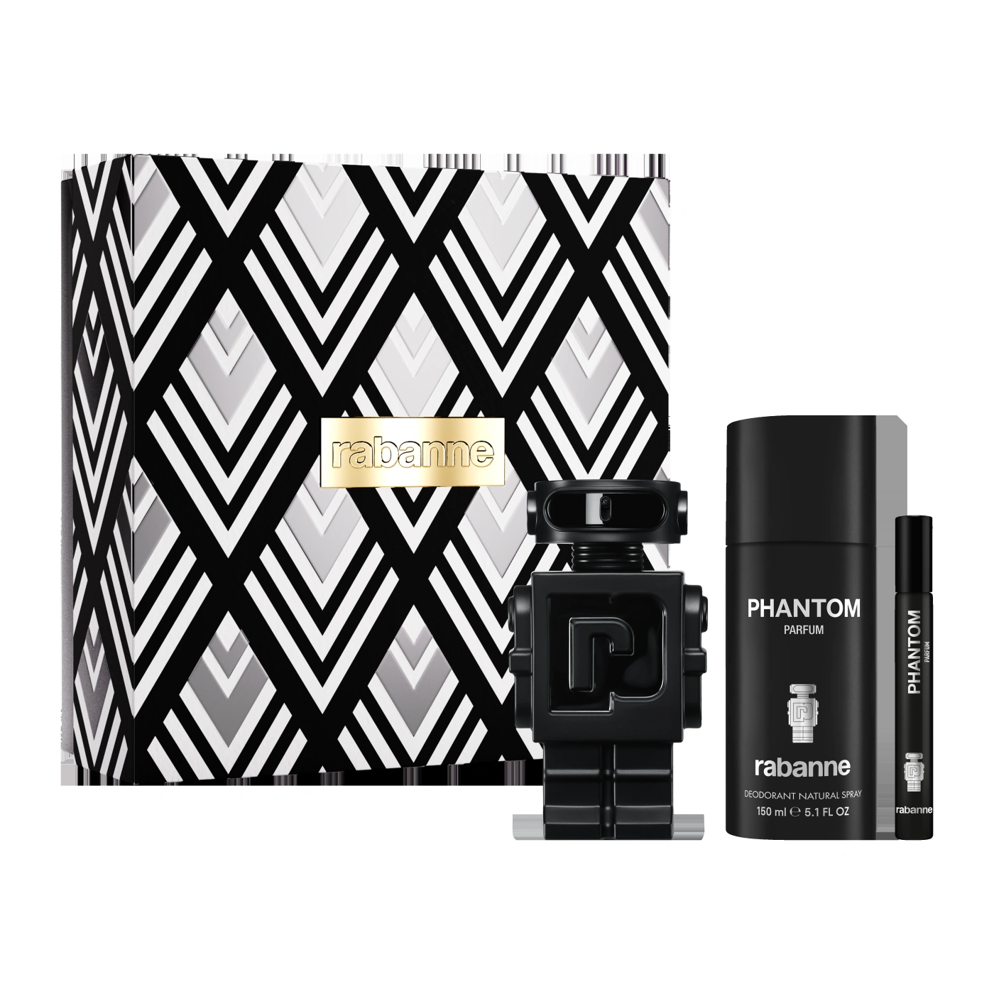PERFUME PACO RABANNE PHANTOM PARFUM 100 ML + DESODORANTE 150 ML + MEGA SPRITZER 10 ML HOMBRE - 1