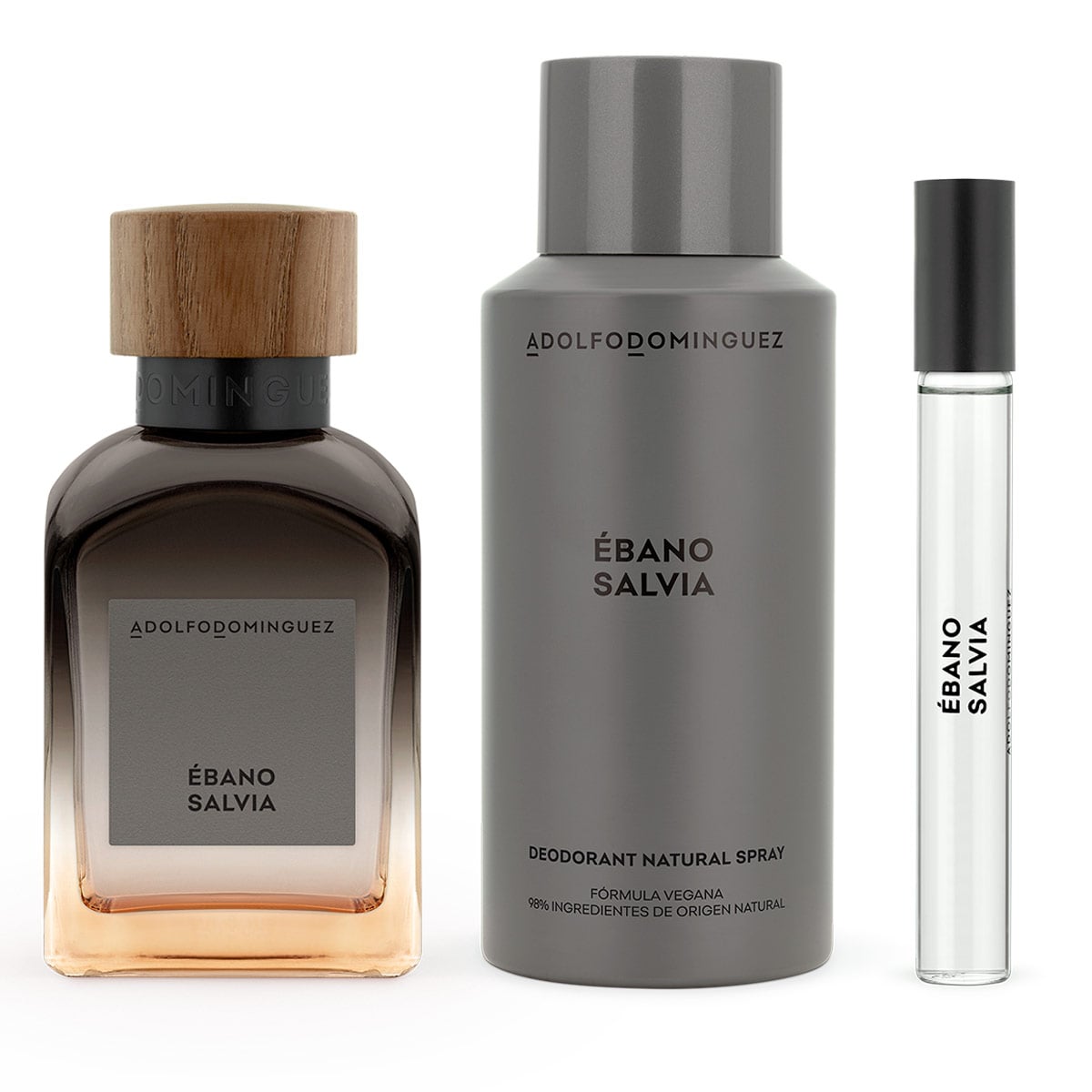 ESTUCHE PERFUME ADOLFO DOMINGUEZ EBANO SALVIA HOMBRE EDP 120ML+150ML+10ML - 1