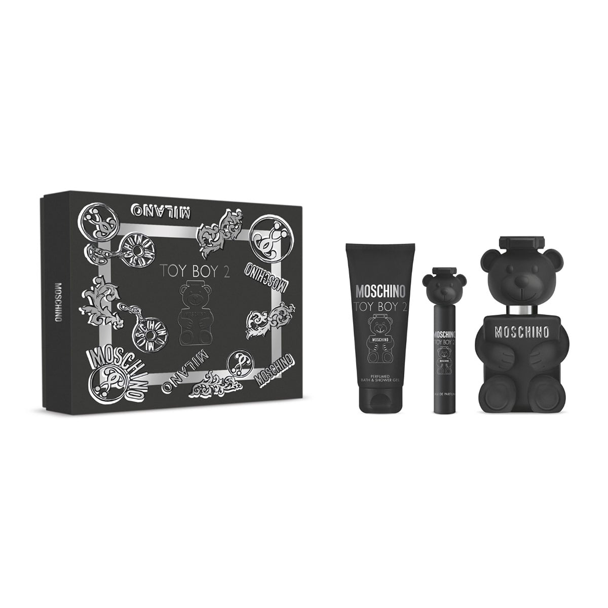 SET MOSCHINO TOY BOY 2 EDP 100ML+BODY GEL 100ML+TRAVEL SIZE 10ML - 1