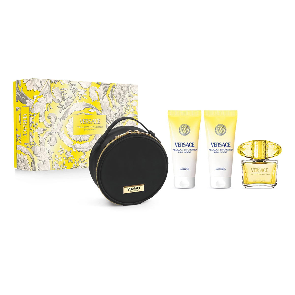SET VERSACE YELLOW DIAMOND MUJER EDT 90 ML + 100ML + 100ML + CARTERA - 1