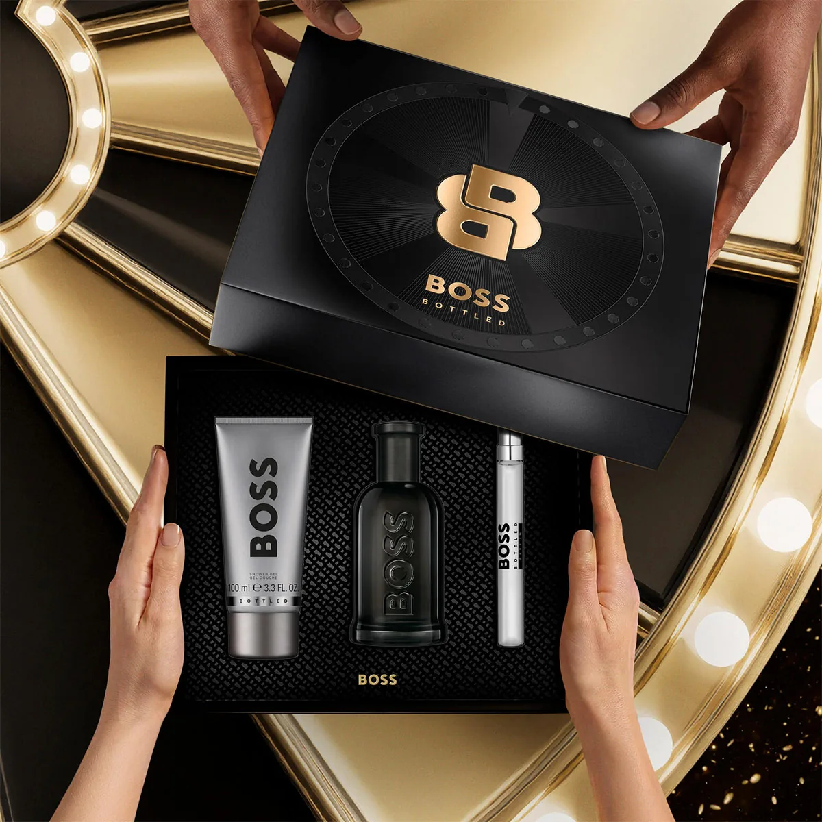 SET PERFUME HUGO BOSS BOTTLED HOMBRE PARFUM 100ML+100ML+10ML - 3
