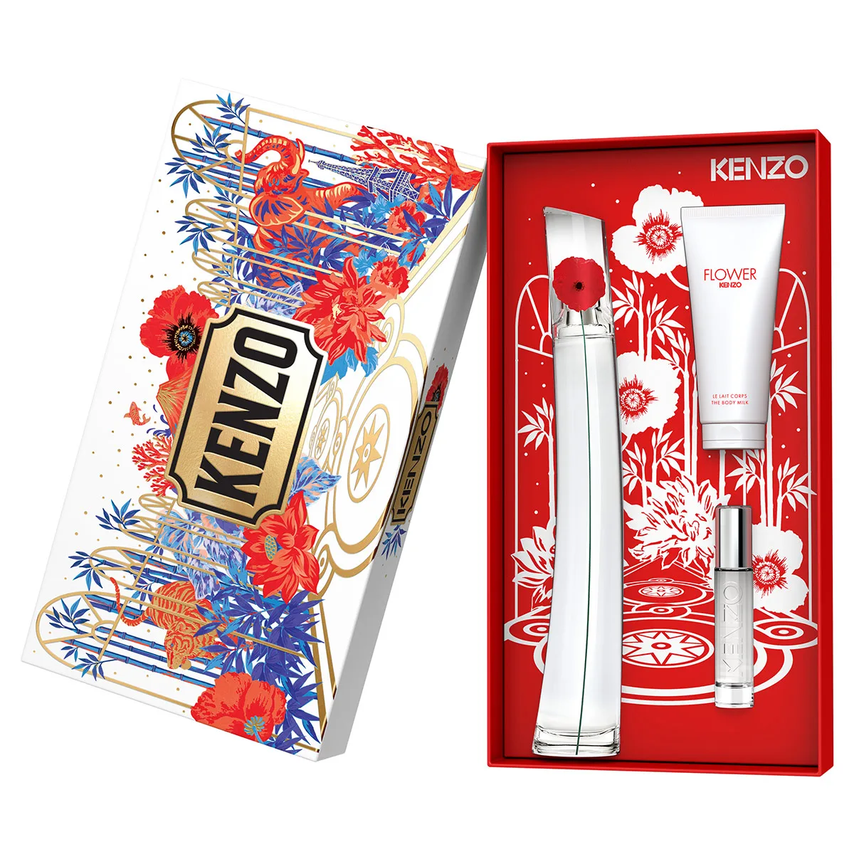 SET PERFUME KENZO FLOWER MUJER EDP 100ML+75ML+10ML - 3