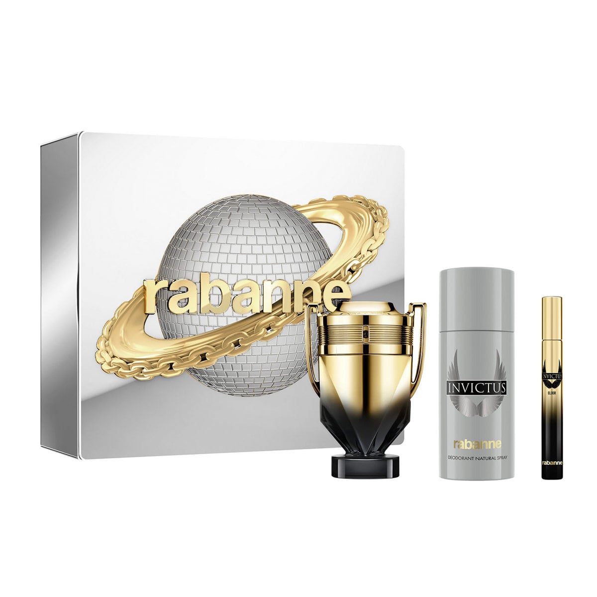 SET PERFUME RABANNE INVICTUS ELIXIR HOMBRE EDP 100ML+150ML+10ML - 1