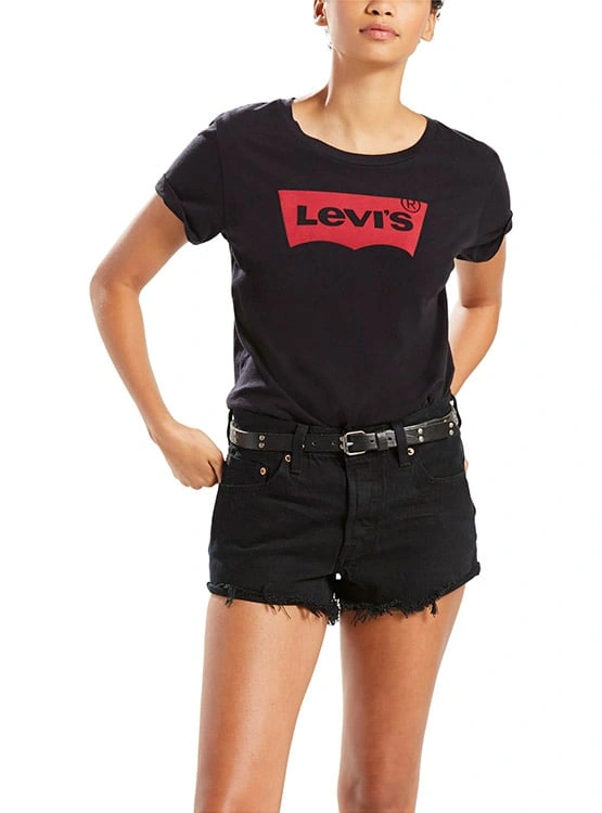 POLO MUJER LEVI'S ALGODÓN NEGRO THE PERFECT TEE - 1