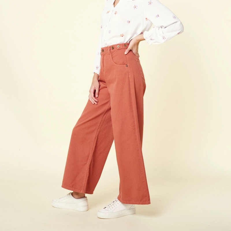 JEANS ALGODÓN WIDELEG MUJER EXIT TERRACOTA ELVIRA - 2