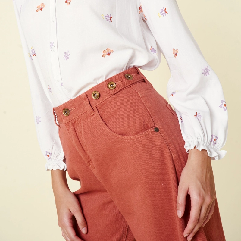 JEANS ALGODÓN WIDELEG MUJER EXIT TERRACOTA ELVIRA - 3