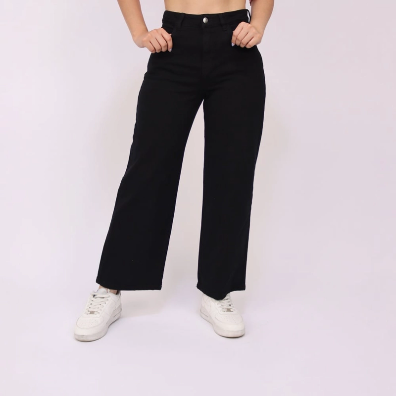 JEAN RECTO MUJER KAYRA POBLET NEGRO STRAIGHT COMFY CROPPED - 1