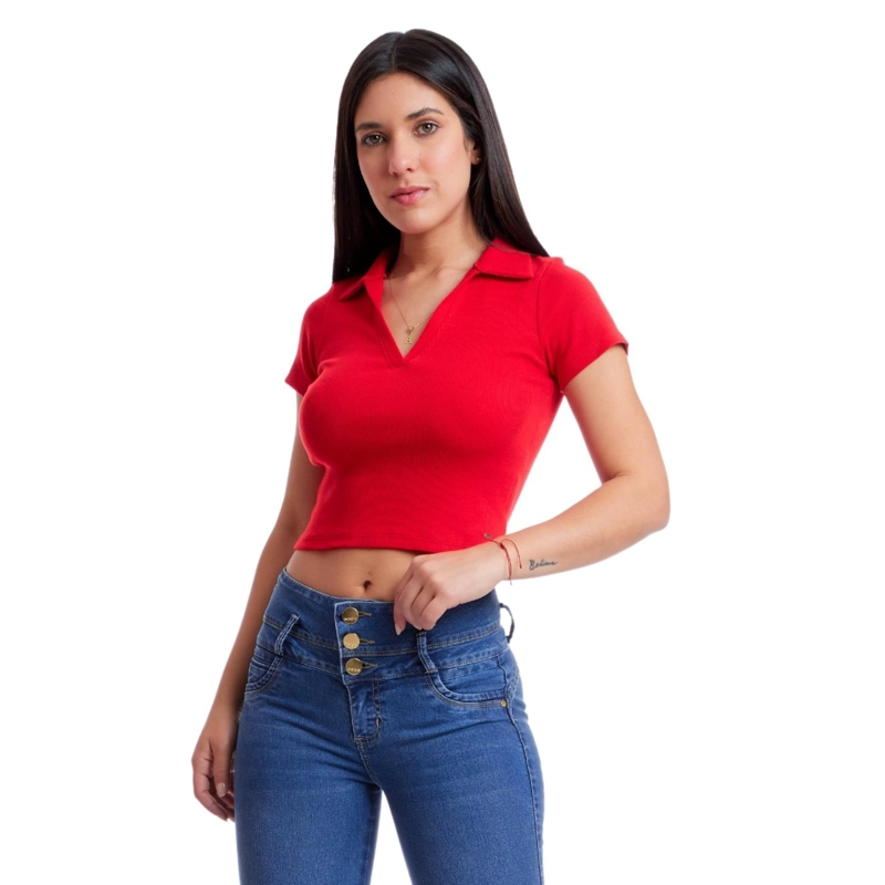 POLO MUJER METAL JEANS RIB CAMISERO SAMI - 1