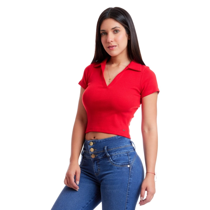 POLO MUJER METAL JEANS RIB CAMISERO SAMI - 4