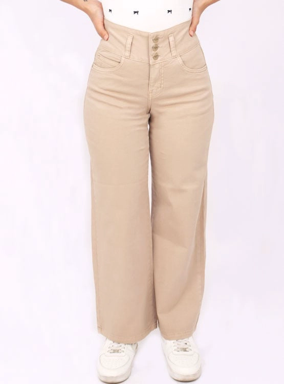 PANTALÓN CASUAL LARGO ALGODÓN STRAIGHT MUJER KAYRA POBLET PERFECT FIT COMFY CROPPED - 1