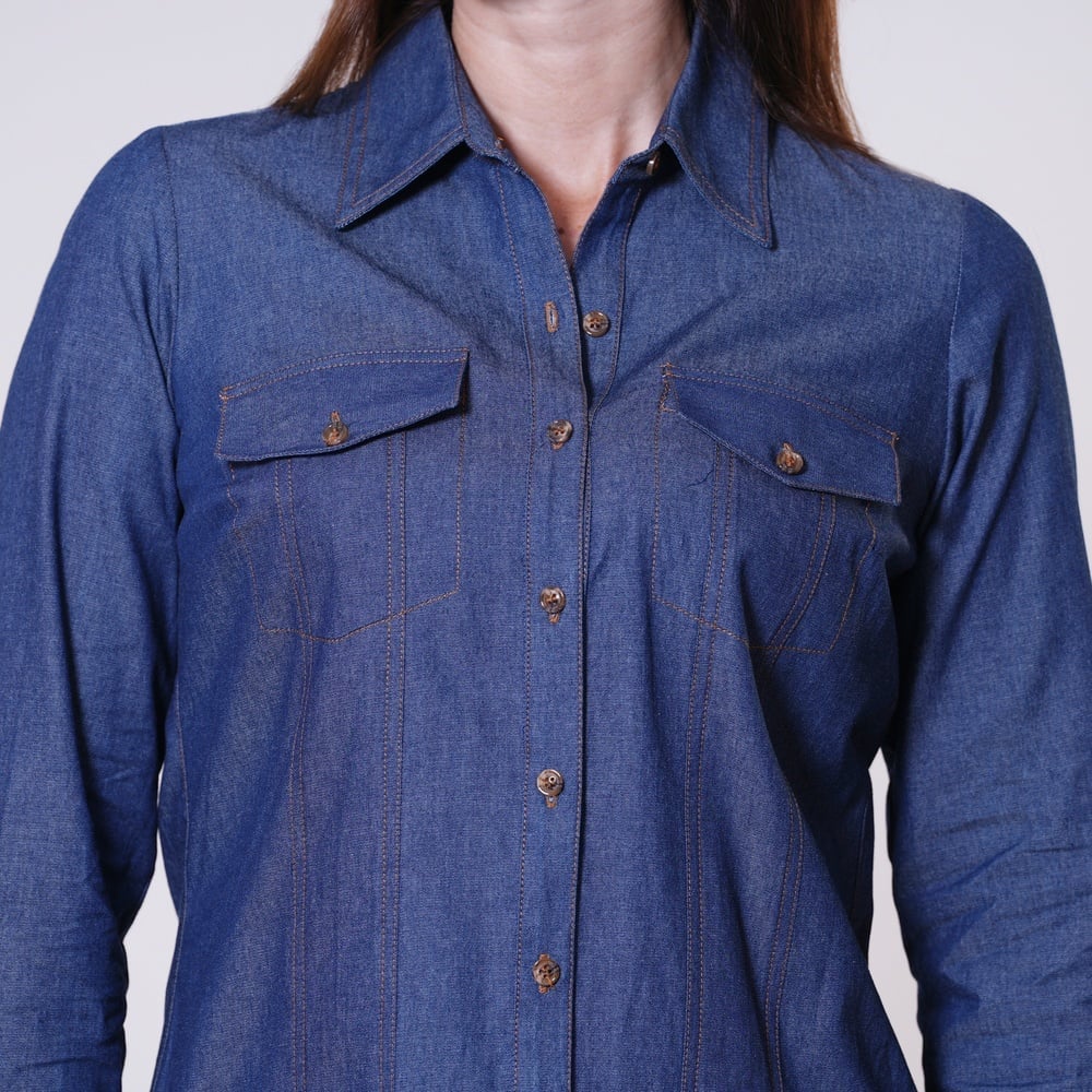 CAMISA MANGA LARGA ALGODÓN MUJER CP MODA DE COLECCIÓN AZUL FCO25A01BL01AZ38 ALBURY - 2