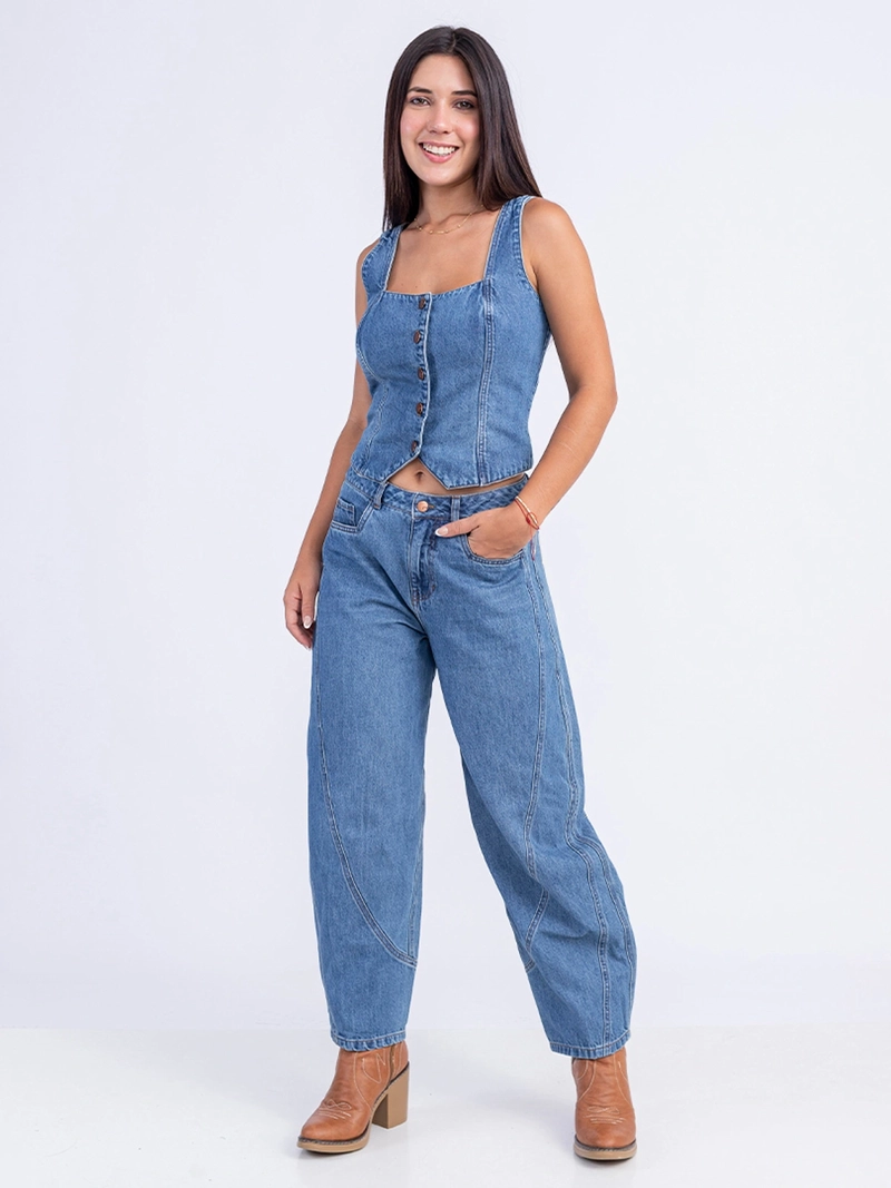 JEANS ALGODÓN CROPPED MUJER SODA BLUES BARBARY - 1