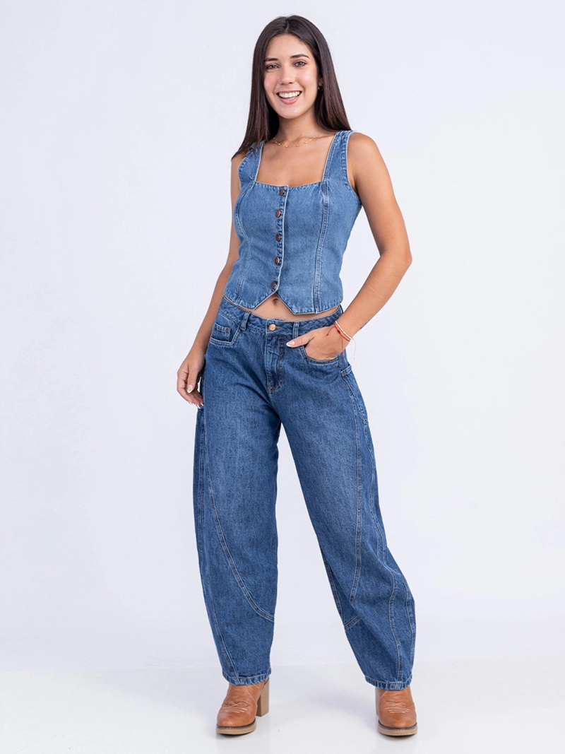 JEANS ALGODÓN CROPPED MUJER SODA BLUES BARBARY - 1