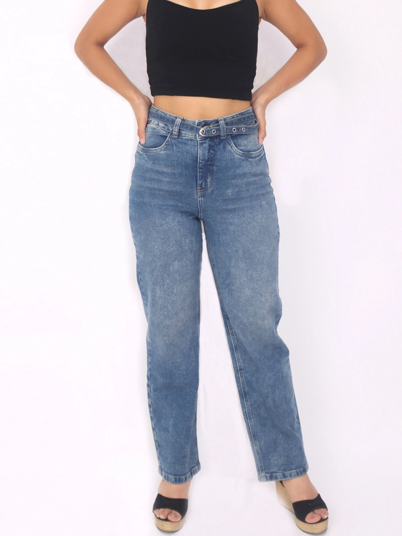 JEAN STRAIGHT MUJER KAYRA POBLET PERFECT FIT SUELTO LUCIA BELT - 1