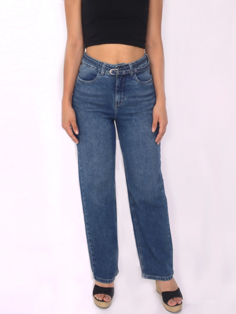 JEAN STRAIGHT MUJER KAYRA POBLET PERFECT FIT SUELTO LUCIA BELT - 1