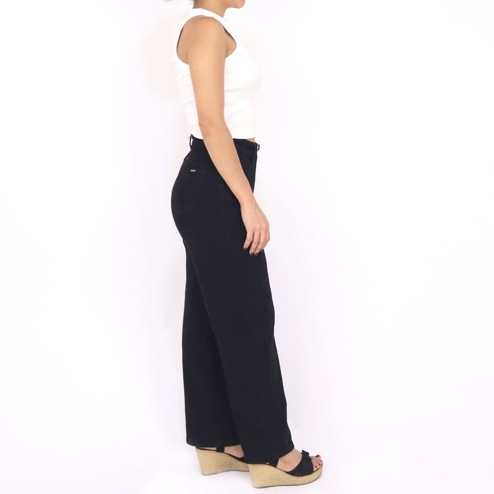 JEANS LARGO ALGODÓN STRAIGHT MUJER KAYRA POBLET PERFECT FIT NEGRO BELT - 2