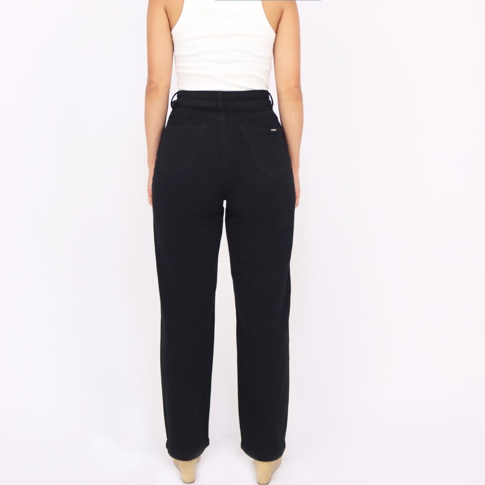 JEANS LARGO ALGODÓN STRAIGHT MUJER KAYRA POBLET PERFECT FIT NEGRO BELT - 3