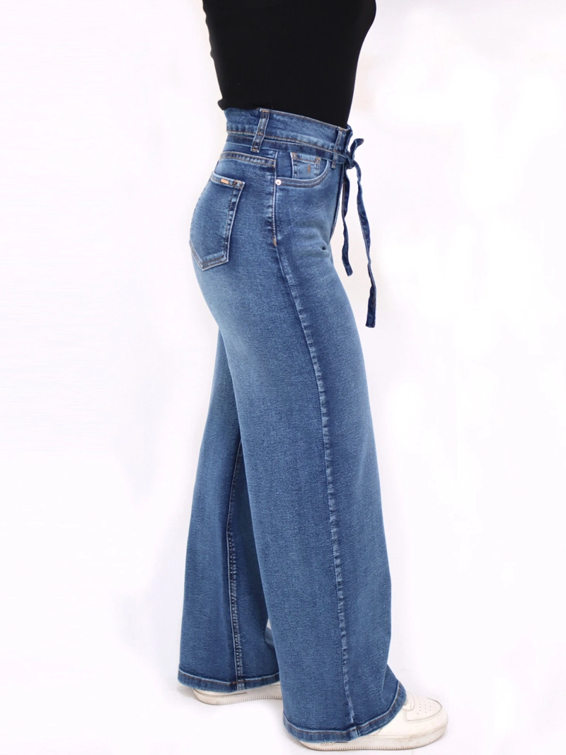 JEANS LARGO ALGODÓN WIDELEG MUJER KAYRA POBLET PERFECT FIT CELESTE - 2