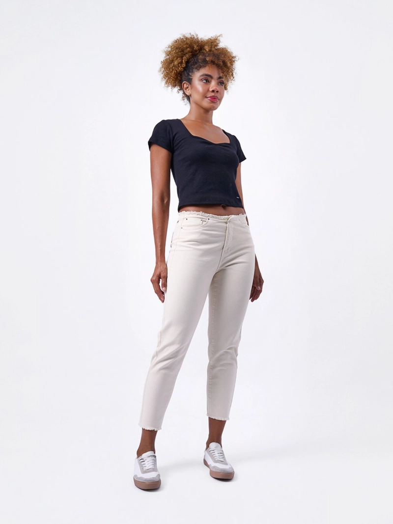 PANTALÓN ALGODÓN MOM MUJER MACHINE GALINA - 1