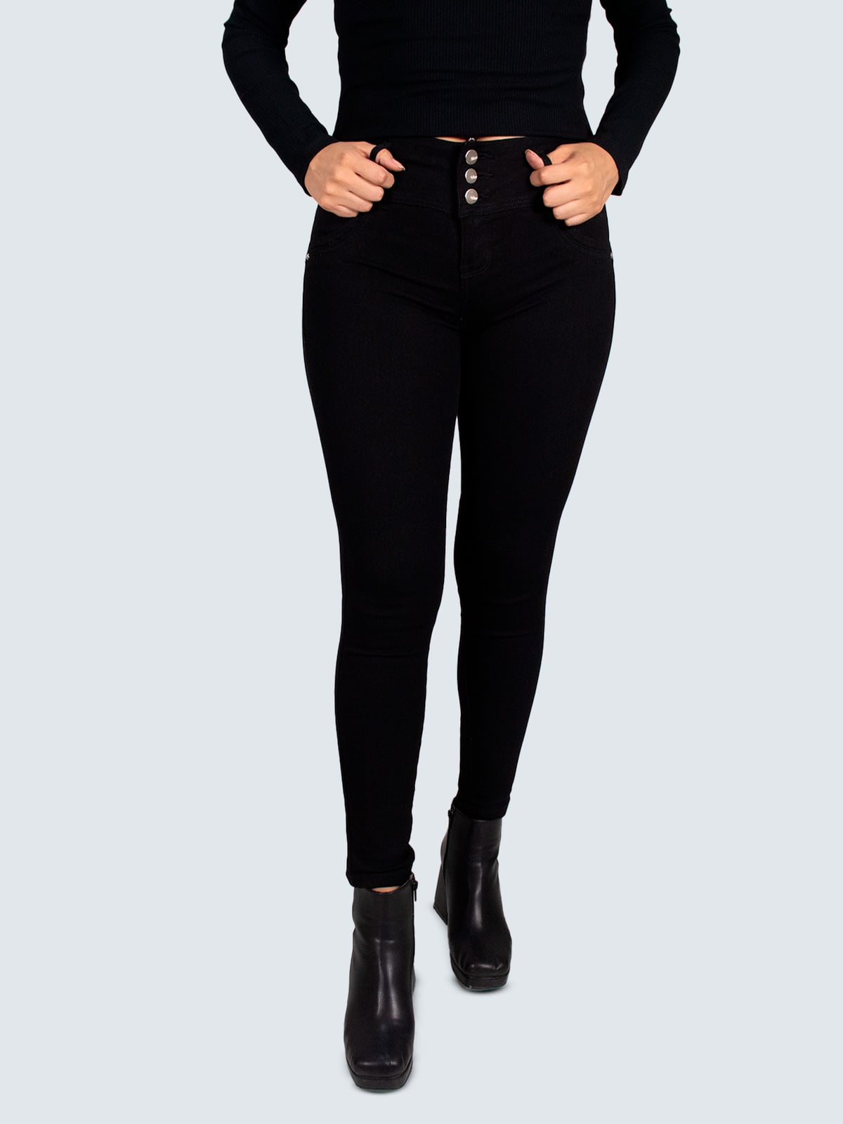 JEANS ALGODÓN SKINNY MUJER PARADA 111 NEGRO COCO DARK - 1