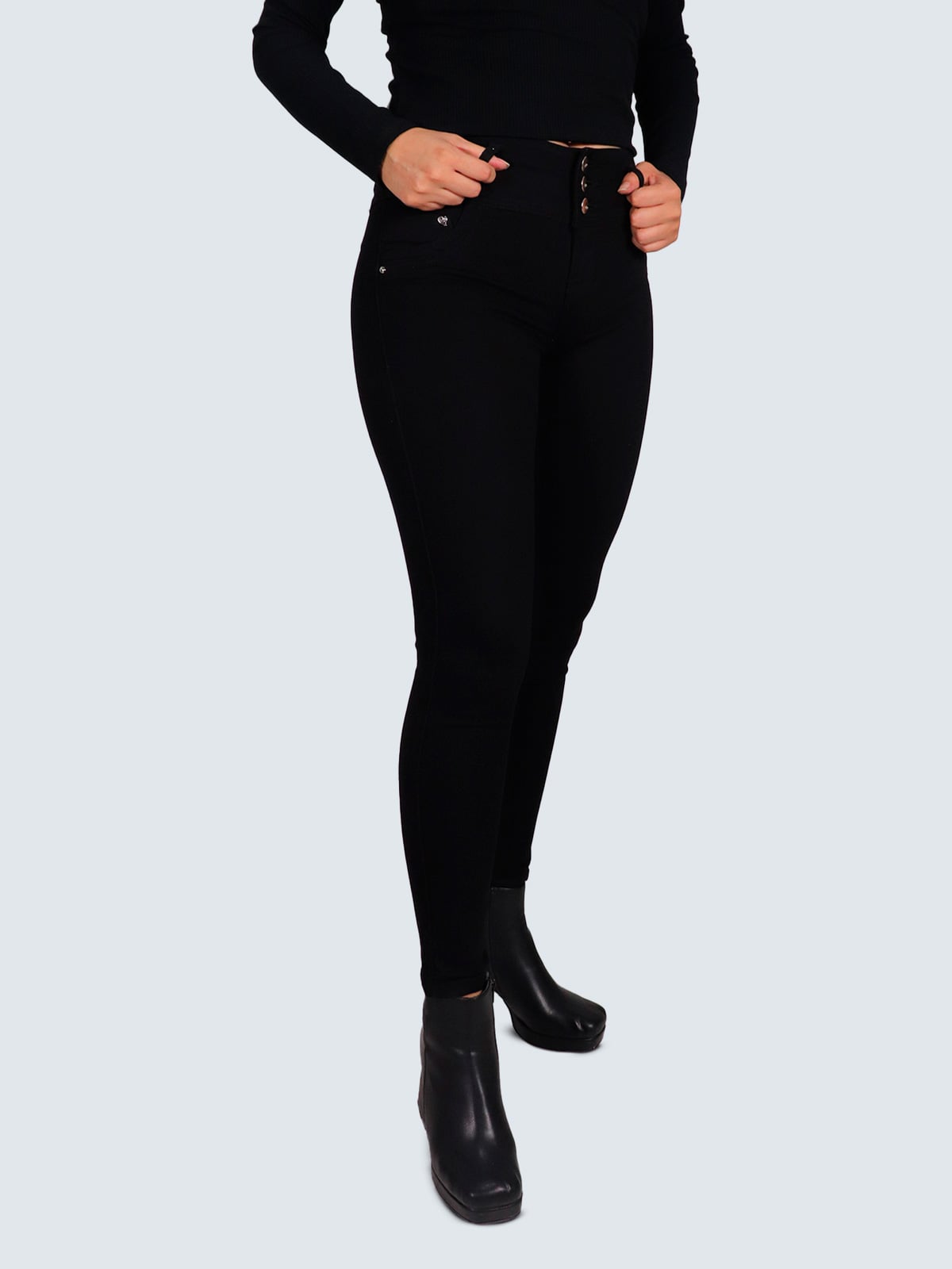JEANS ALGODÓN SKINNY MUJER PARADA 111 NEGRO COCO DARK - 2