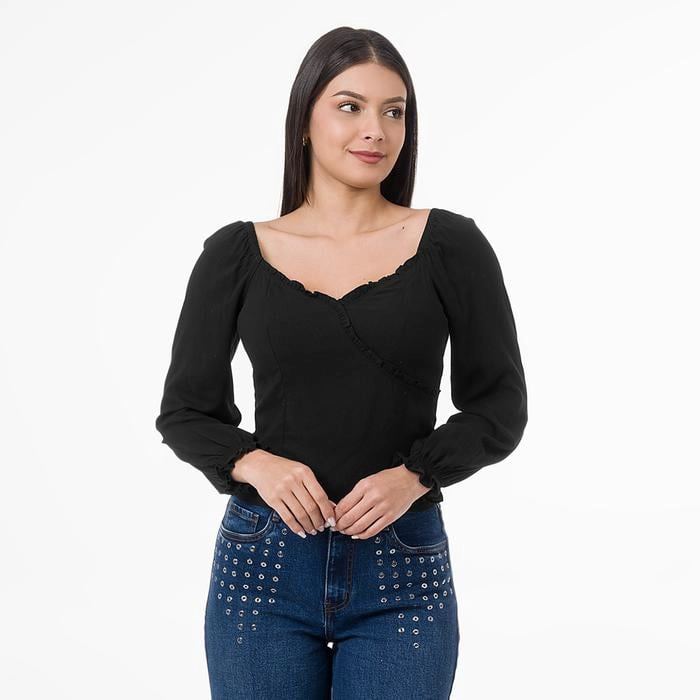 BLUSA MANGA LARGA LINO MUJER GOCCOS SACHE - 1
