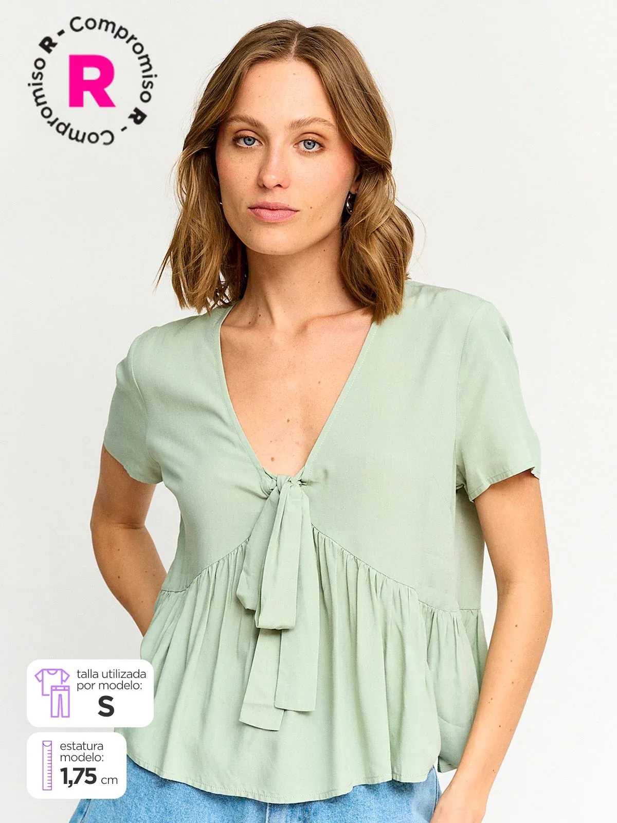 BLUSA MANGA CORTA MUJER BARBADOS ANUDO - 1
