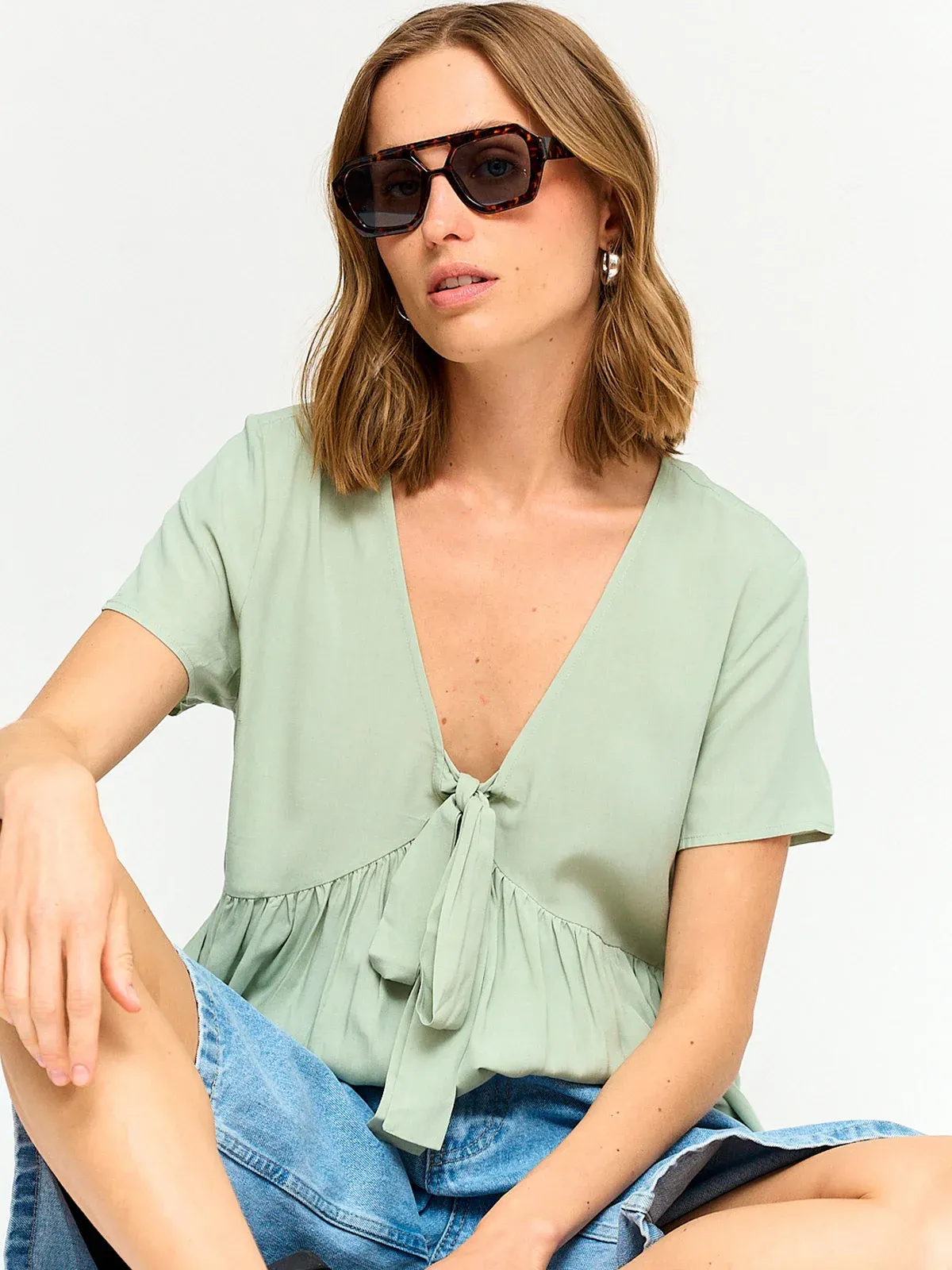 BLUSA MANGA CORTA MUJER BARBADOS ANUDO - 4