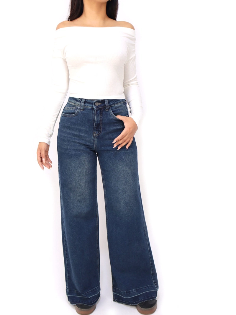 JEAN WIDE LEG MUJER KAYRA POBLET PERFECT FIT VINTAGE DS DESBA CELESTE - 1